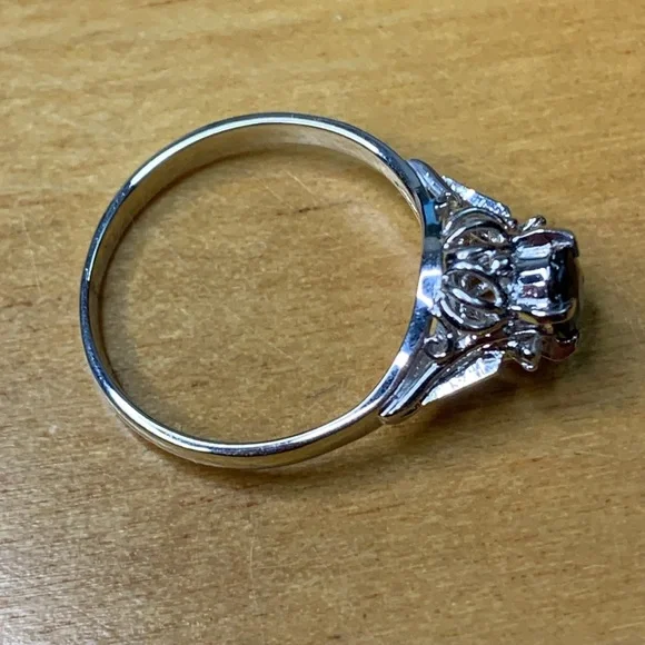 Platinum Sapphire & Diamond Cocktail Ring Size 5 Total Carat Weight 0.38 - Picture 7 of 16